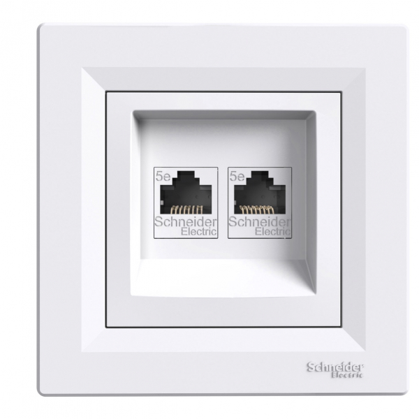 Schneider Asfora - Netzwerkdose - ISDN-Dose CAT5e 2xRJ45